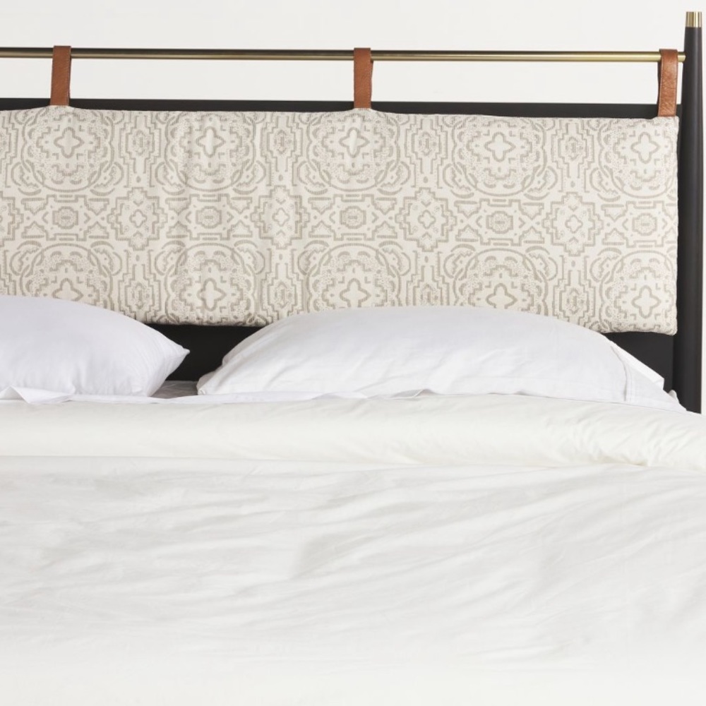 Anthropologie Cream and Tan Patterned Headboard pillow cushion